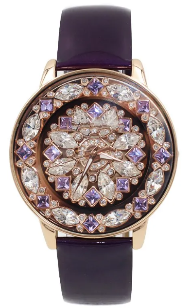 Calenzia Violaire - Purple Crystal Dial, Rose Gold Case, Leather Strap - FEMALE