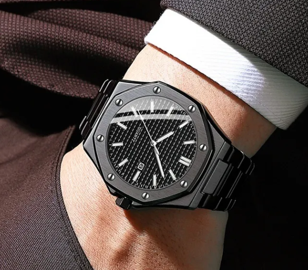 Calenzio Ligne - Black Case and Bracelot, Black Dial - MEN