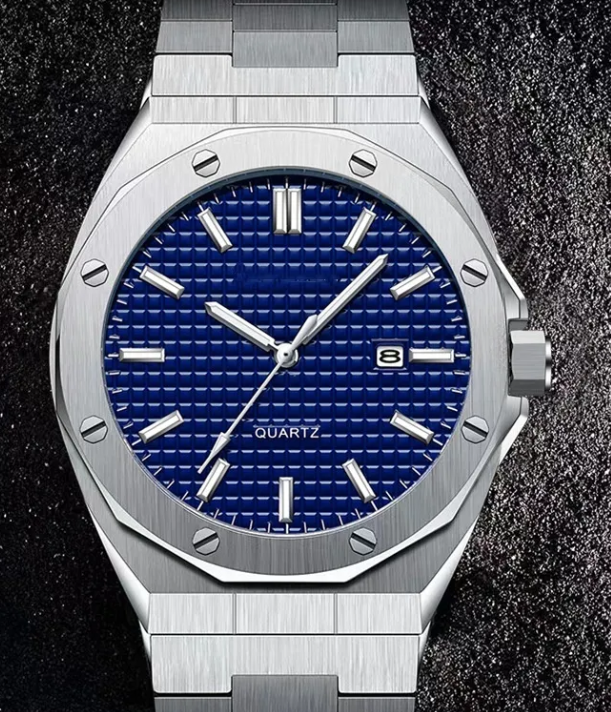Calenzio Ligne - Silver Case and Bracelet, Blue Dial - MEN