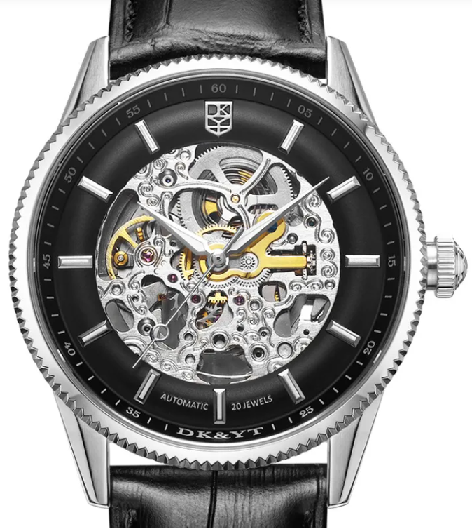 Calenzio Ossatura - Skeleton Movement, Black Dial, Leather Strap - MEN