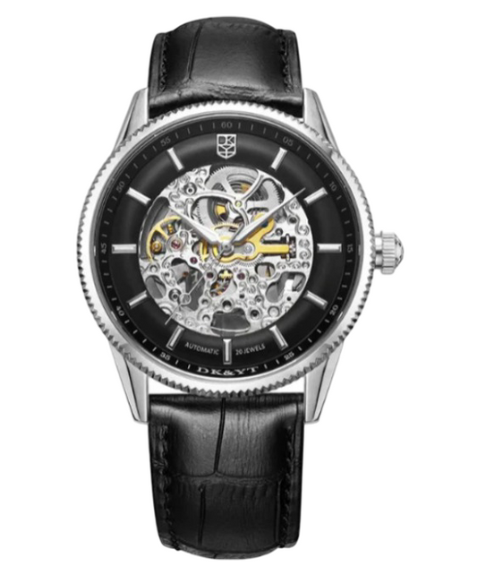 Calenzio Ossatura - Skeleton Movement, Black Dial, Leather Strap - MEN