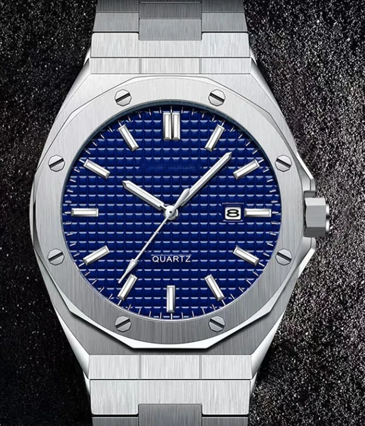 Calenzio Ligne - Silver Case and Bracelet, Blue Dial - MEN