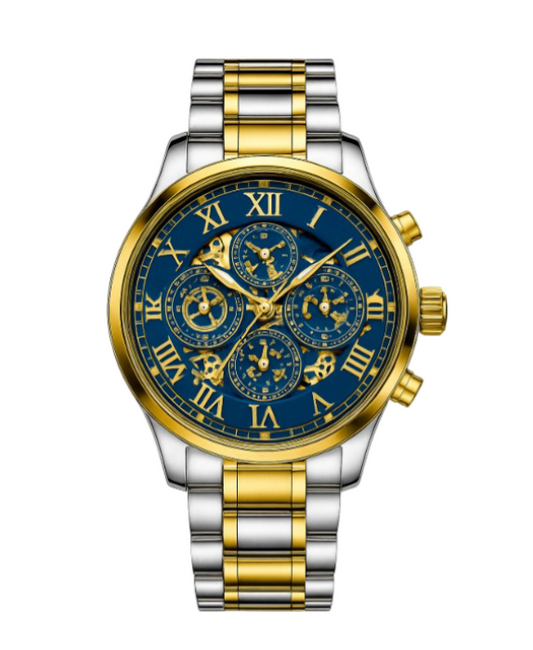 Calenzio Oro - Gold and Silver Case, Blue Dial - MEN