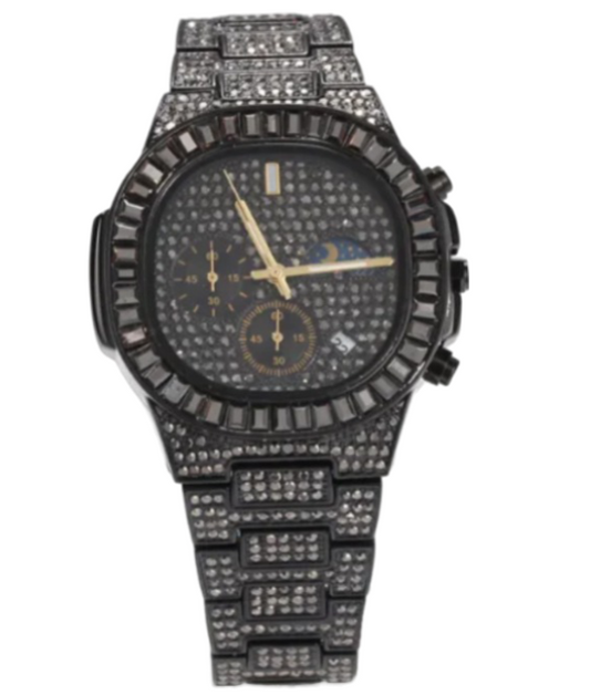 Calenzio Prestige - Diamond-set Case, Black Dial - MEN