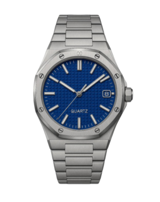 Calenzio Ligne - Silver Case and Bracelet, Blue Dial - MEN